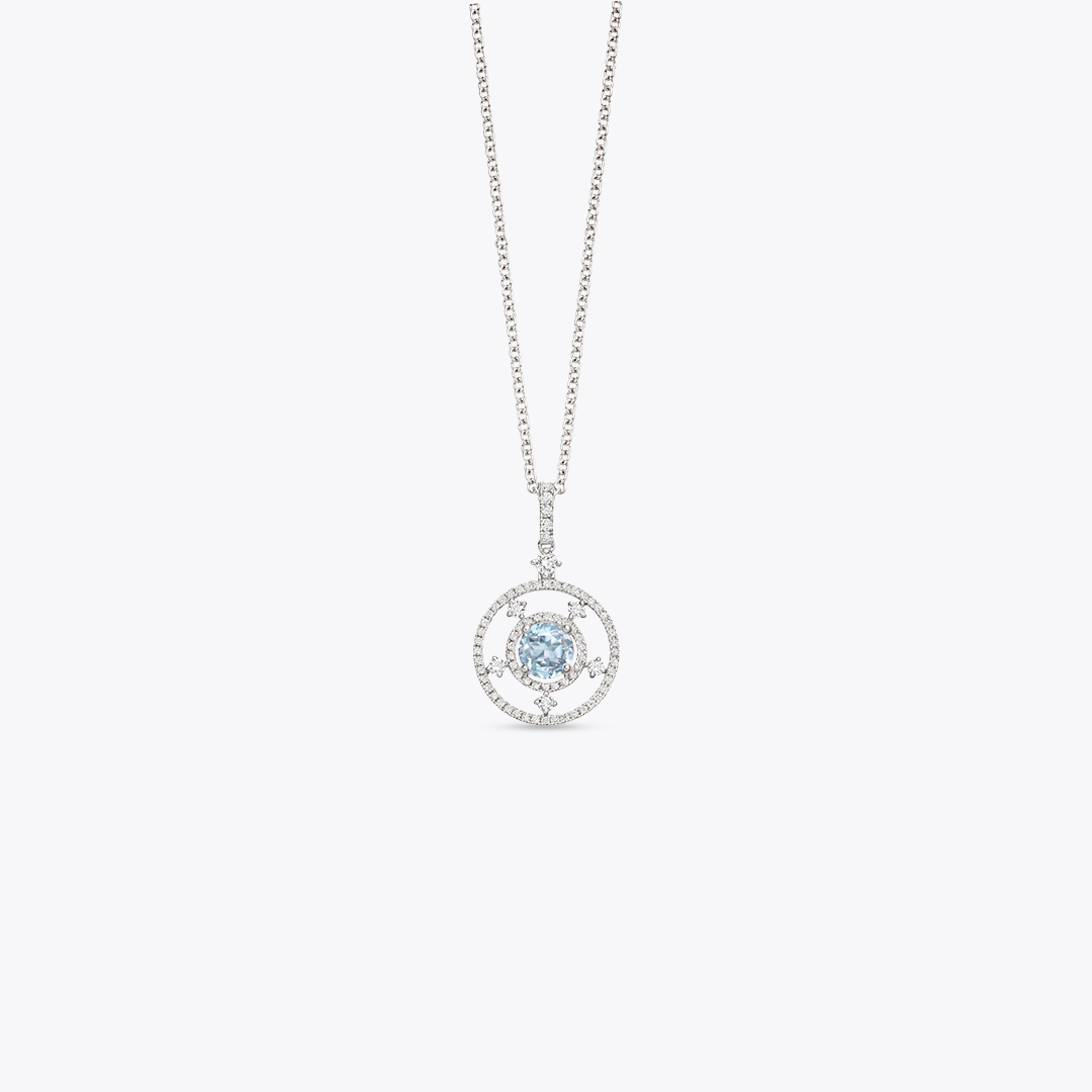 Apollo Small Blue Topaz and Diamond Pendant