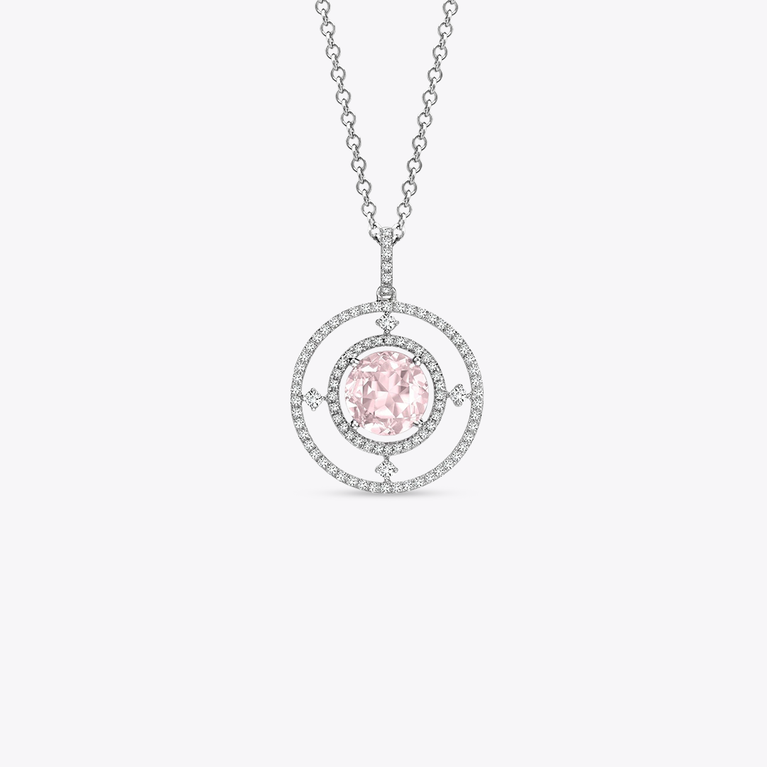 Apollo Large Morganite and Diamond Pendant