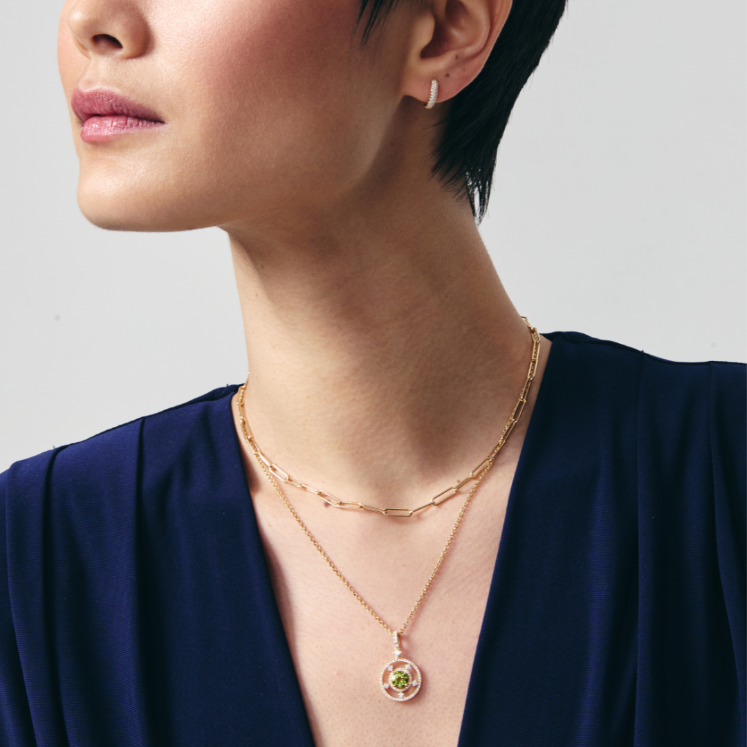 Apollo Small Peridot and Diamond Pendant