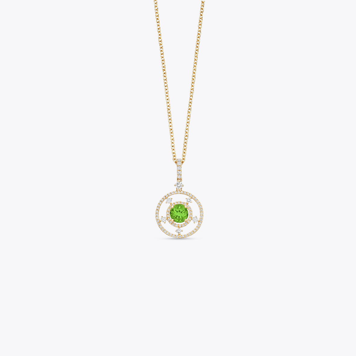 Apollo Small Peridot and Diamond Pendant Necklace