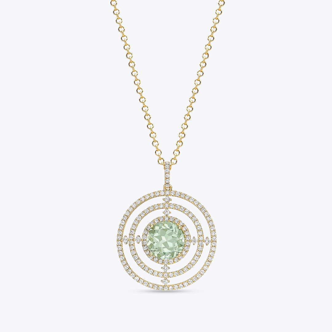 Apollo Sun Green Amethyst and Diamond Pendant