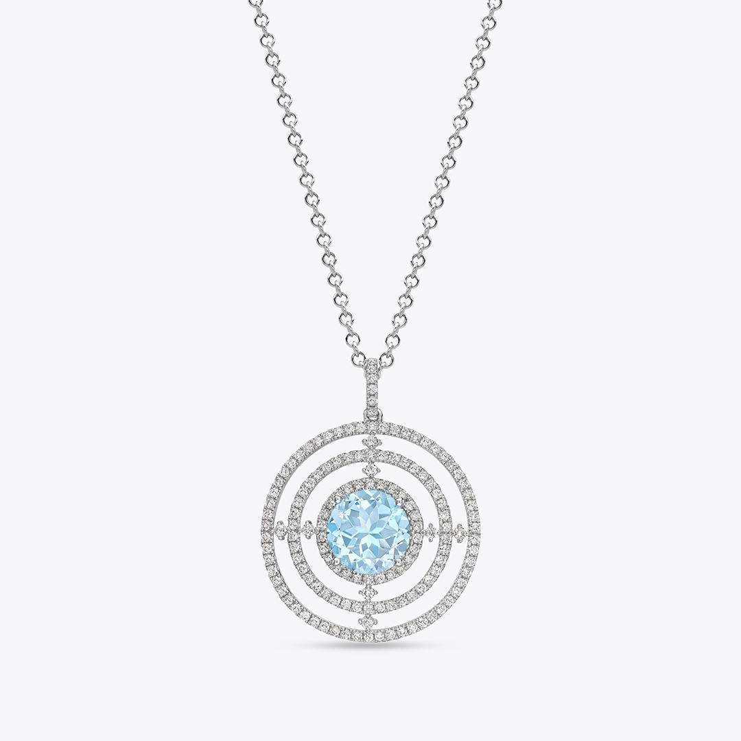 Apollo Sun Blue Topaz and Diamond Pendant