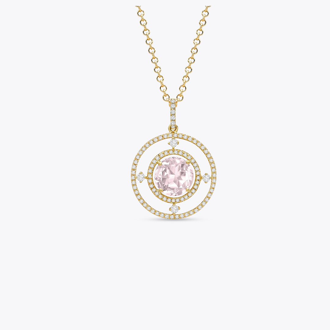 Apollo Medium Morganite and Diamond Pendant