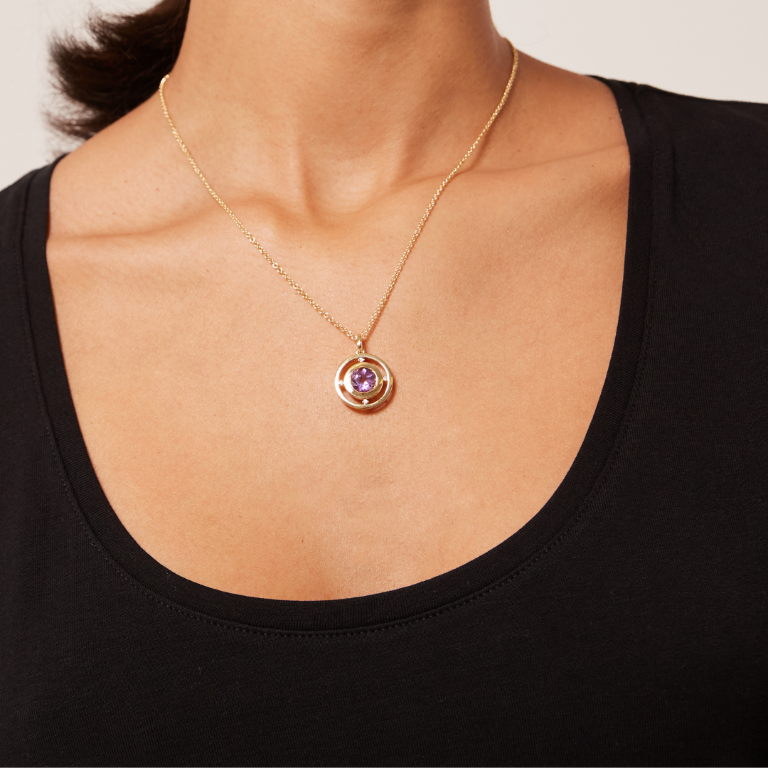 Apollo Large Amethyst and Diamond Pendant