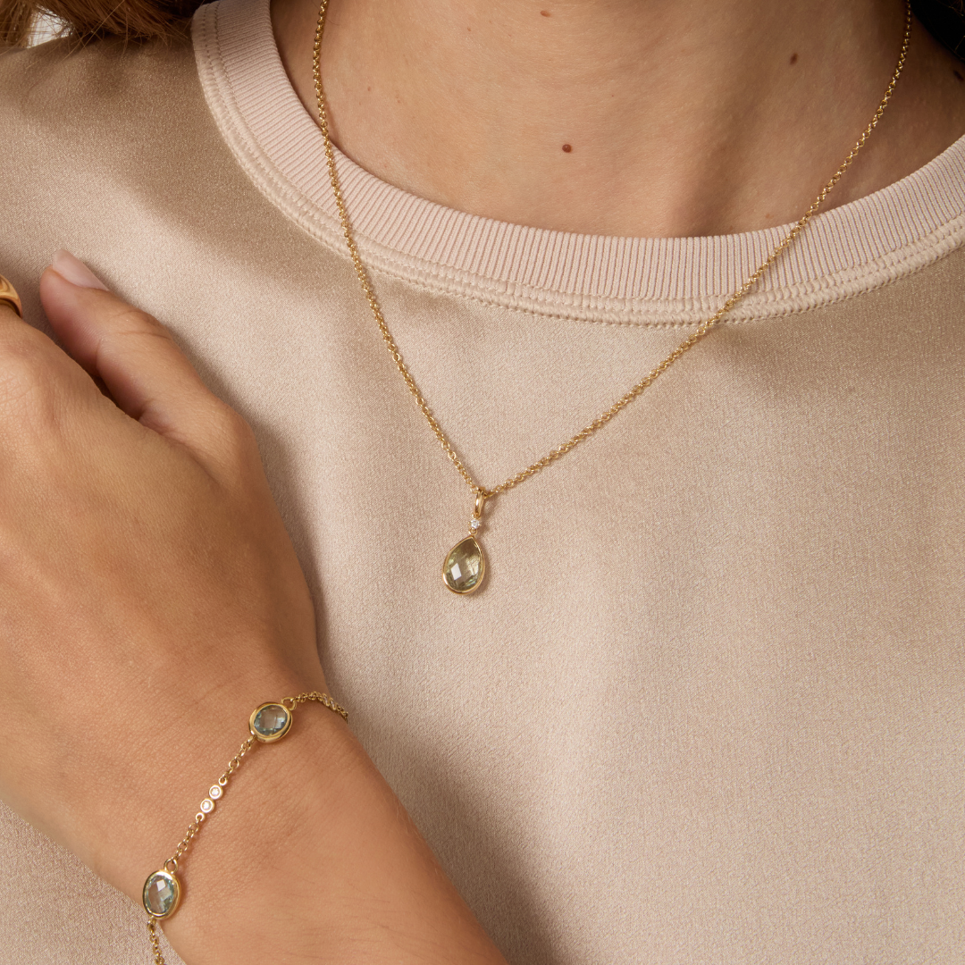 Kiki Classics Green Amethyst Pear Drop Pendant