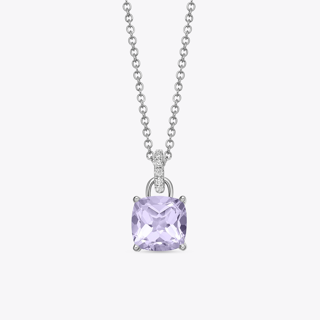 Kiki Cushion Lavender Amethyst and Diamond Loop Pendant