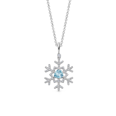 Snowflake Blue Topaz and Diamond Pendant