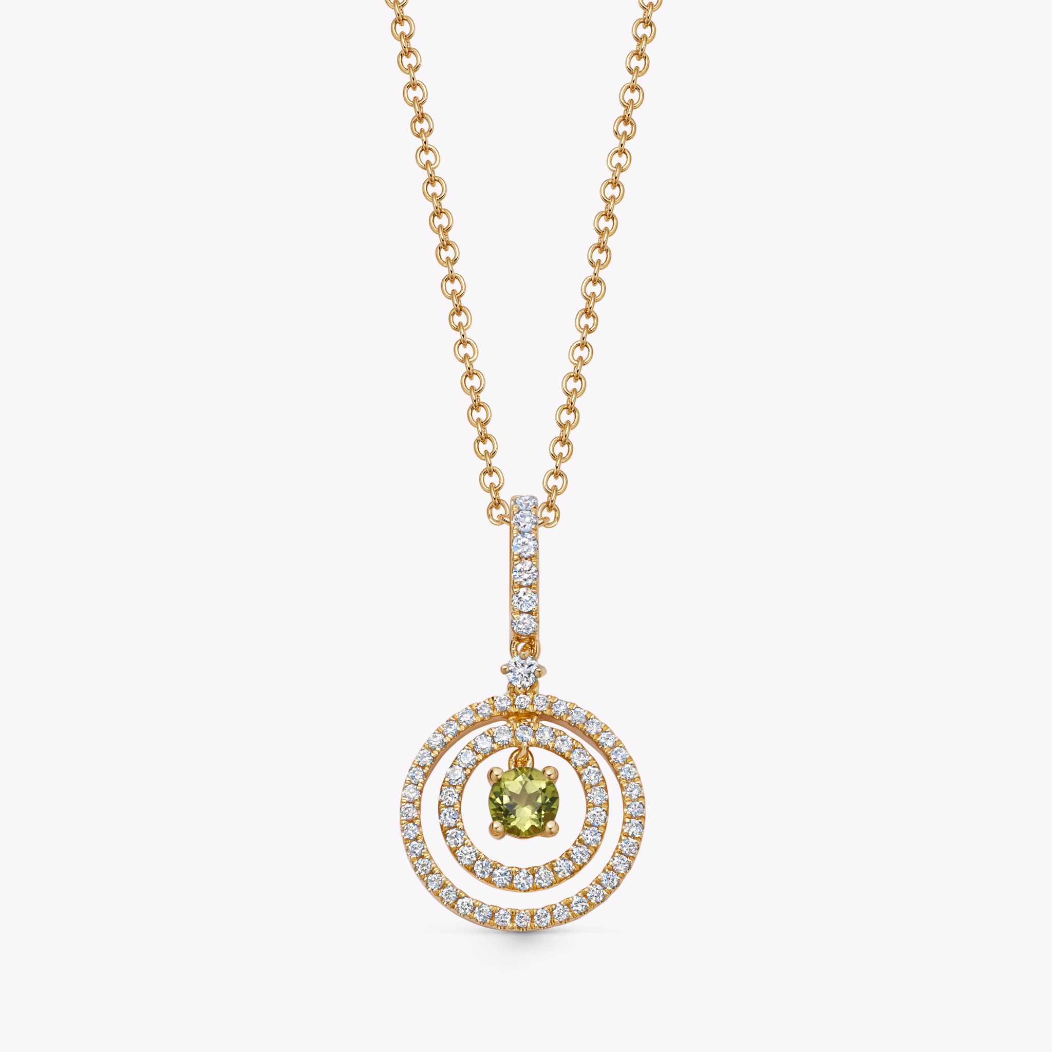 Birthstones August Peridot and Diamond Pendant