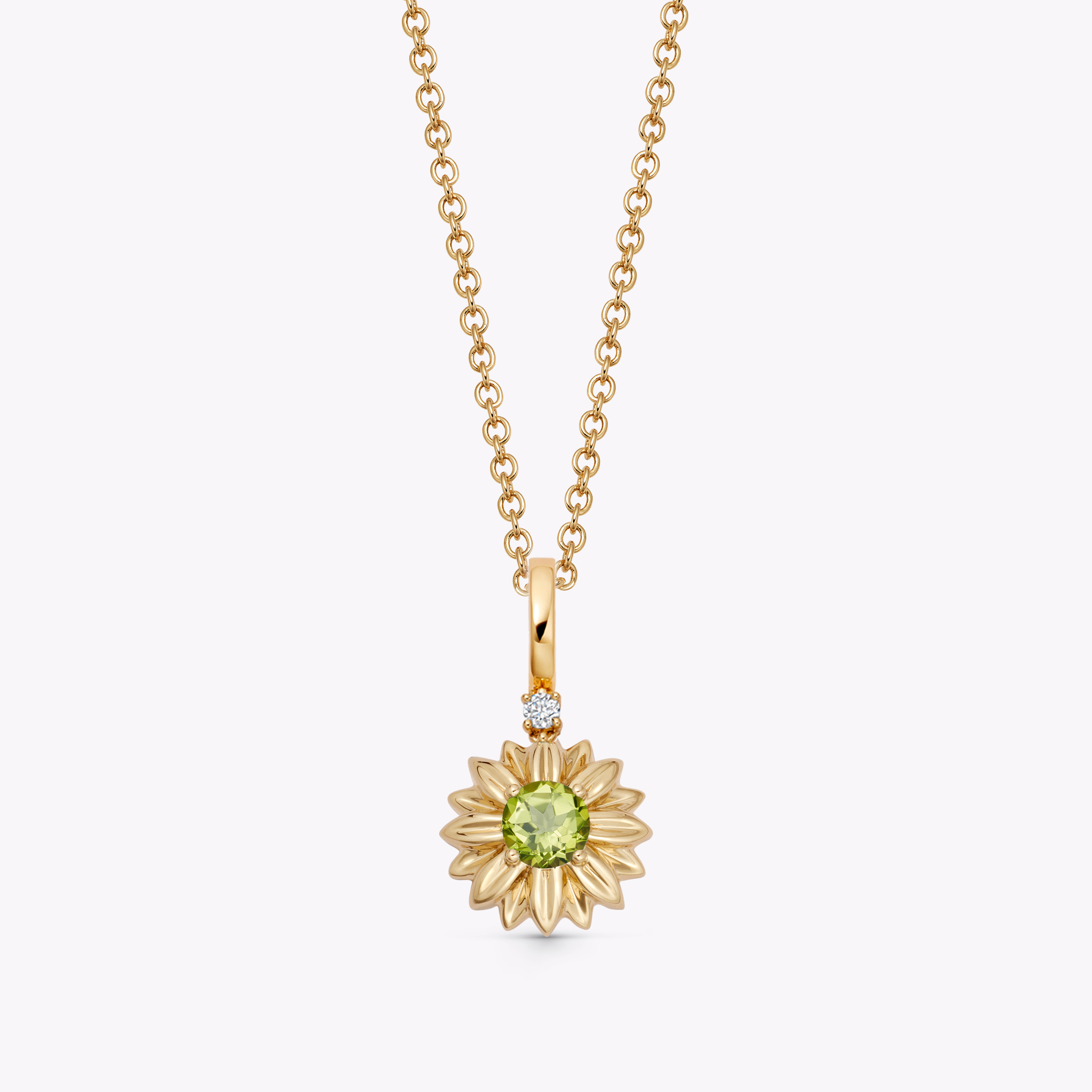 Detachable Peridot Sunflower Pendant