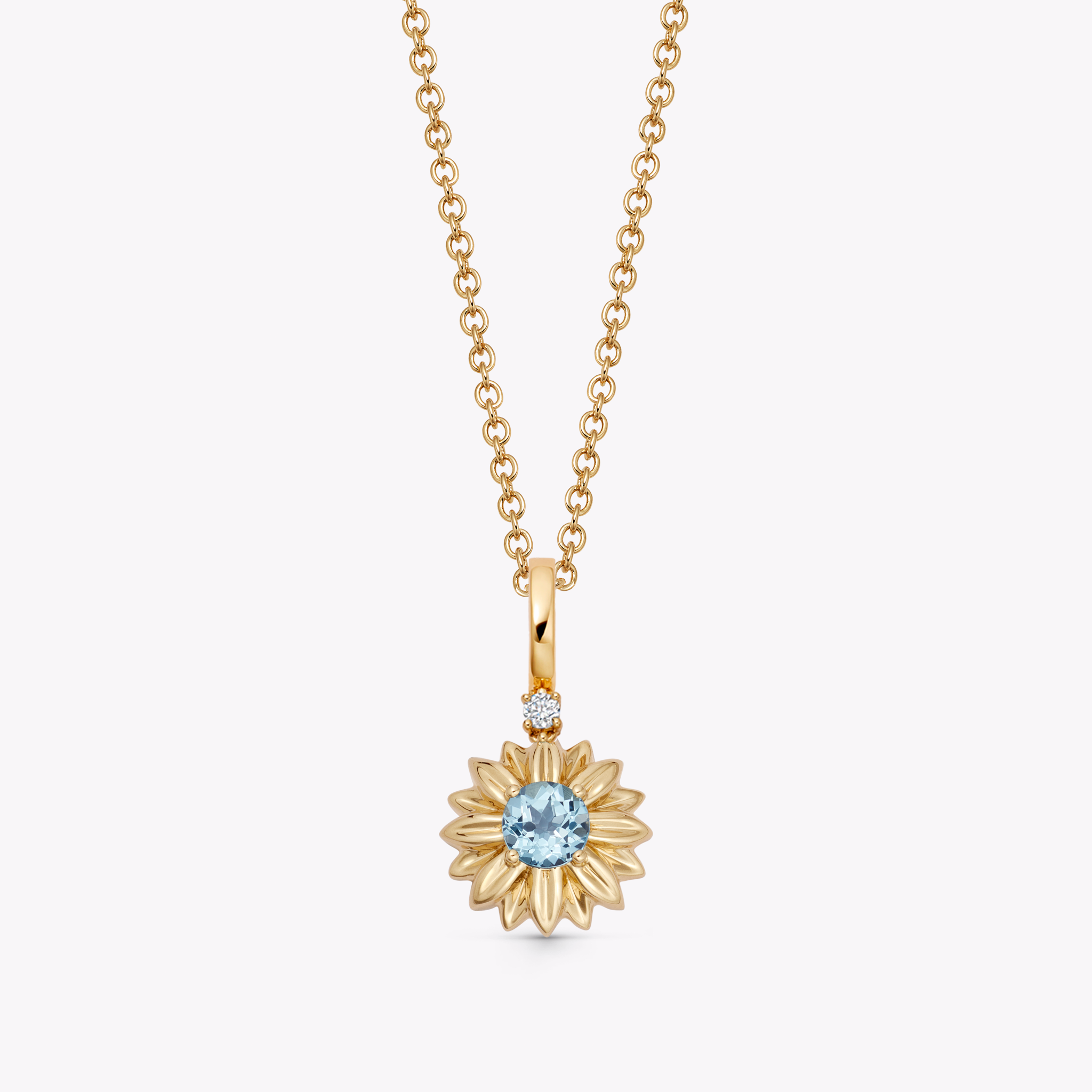 Detachable Blue Topaz Sunflower Pendant