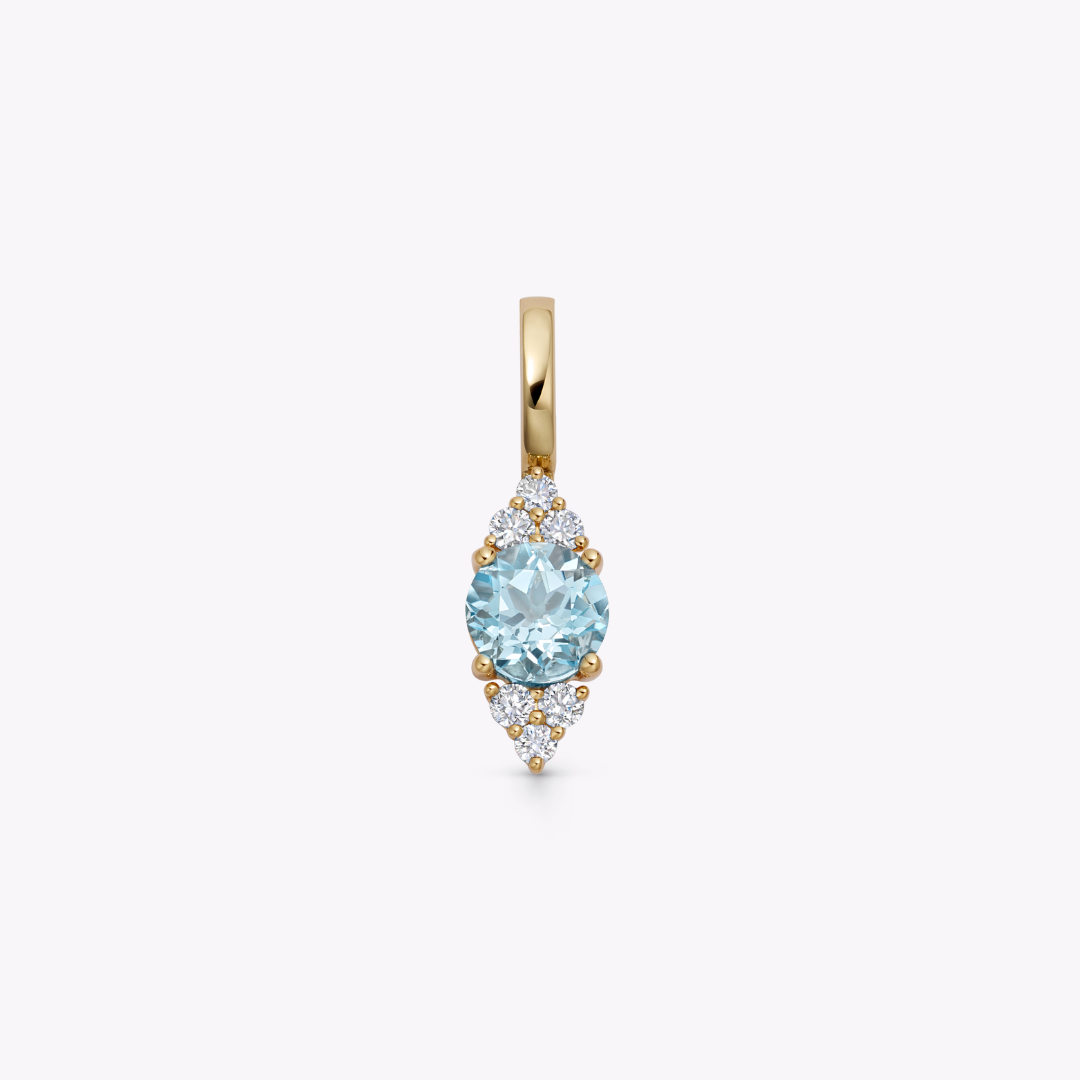 Detachable Blue Topaz and Tri Diamond Tipped Pendant
