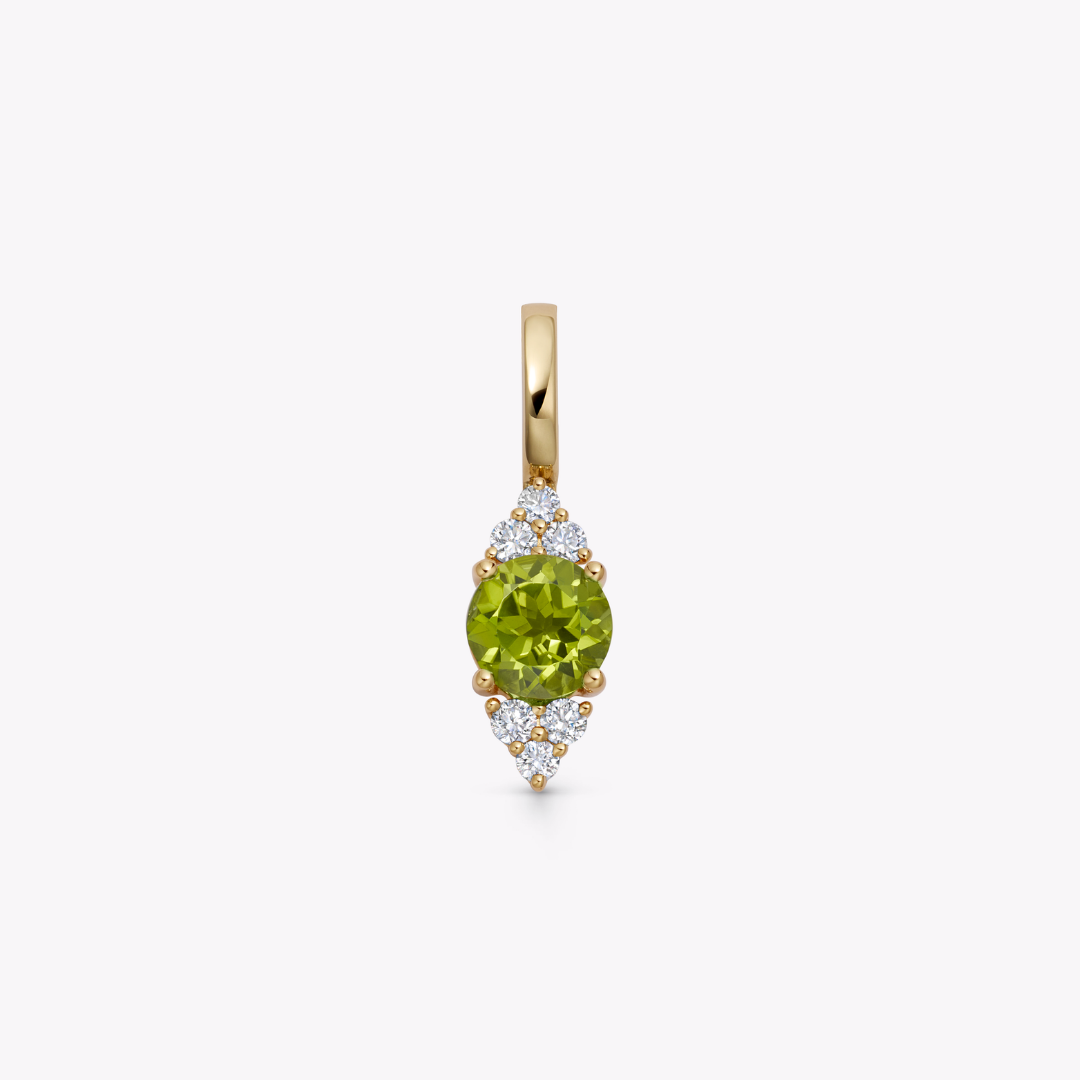 Detachable Peridot and Tri Diamond Tipped Pendant