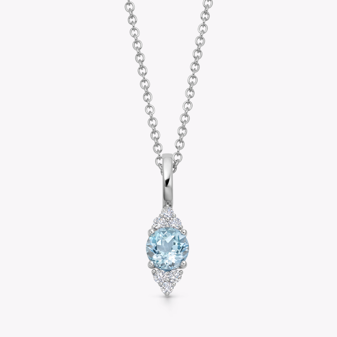 Detachable Blue Topaz and Tri Diamond Tipped Pendant