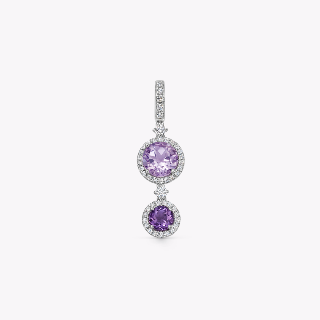 Detachable Lavender Amethyst, Amethyst and Diamond Surround Pendant