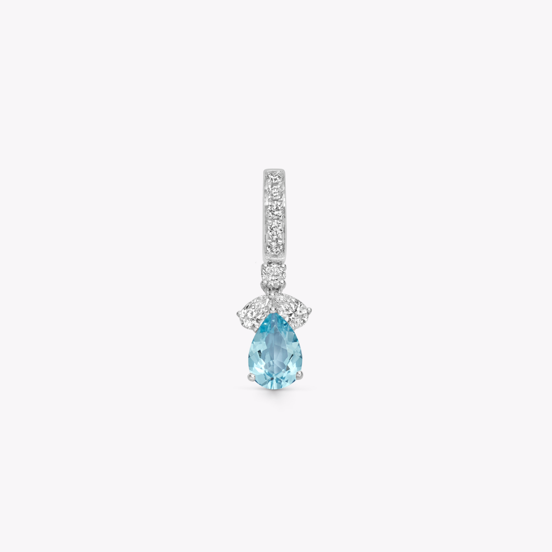 Detachable Pear Blue Topaz and Diamond Petal Top Pendant