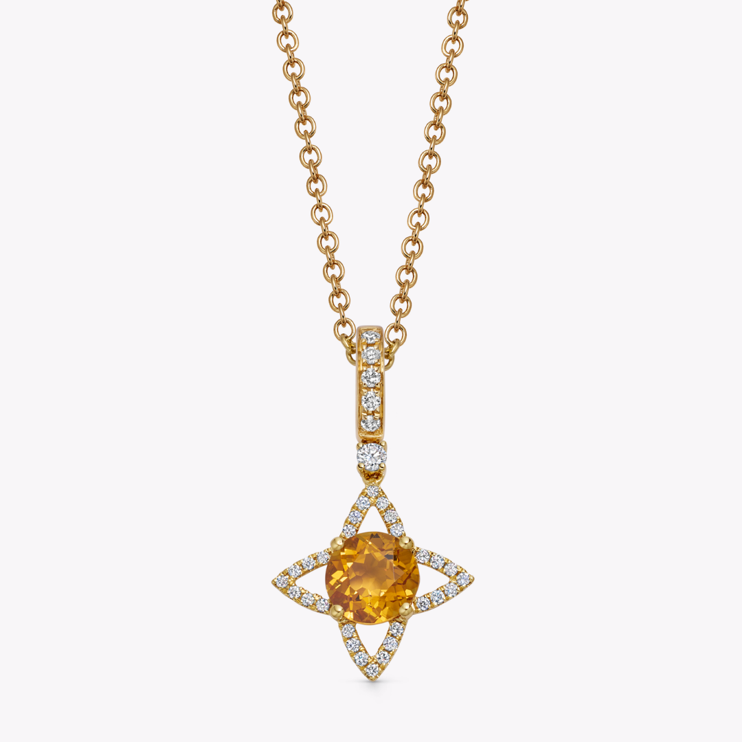 Detachable Citrine and Diamond Compass Pendant