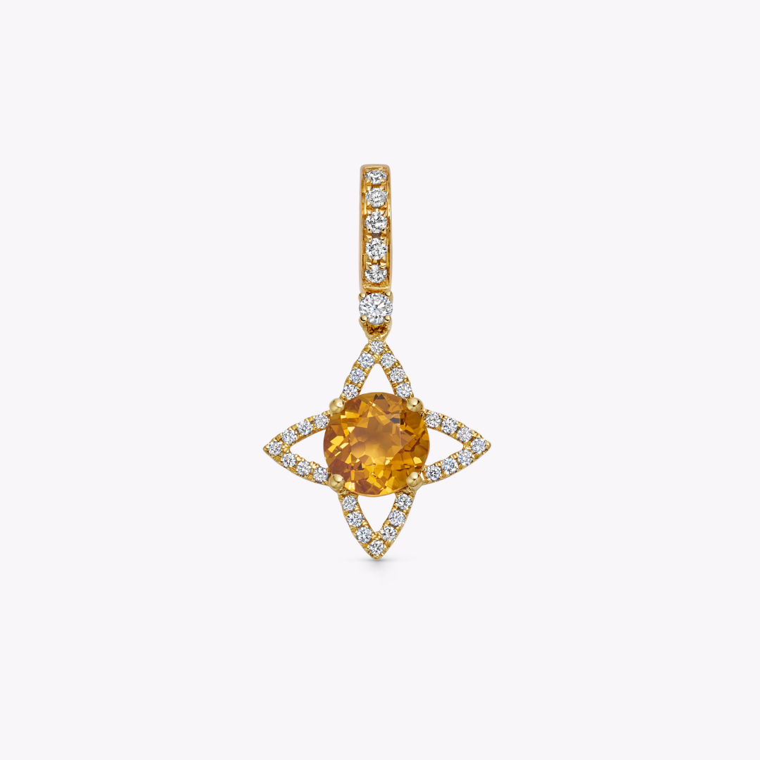 Detachable Citrine and Diamond Compass Pendant