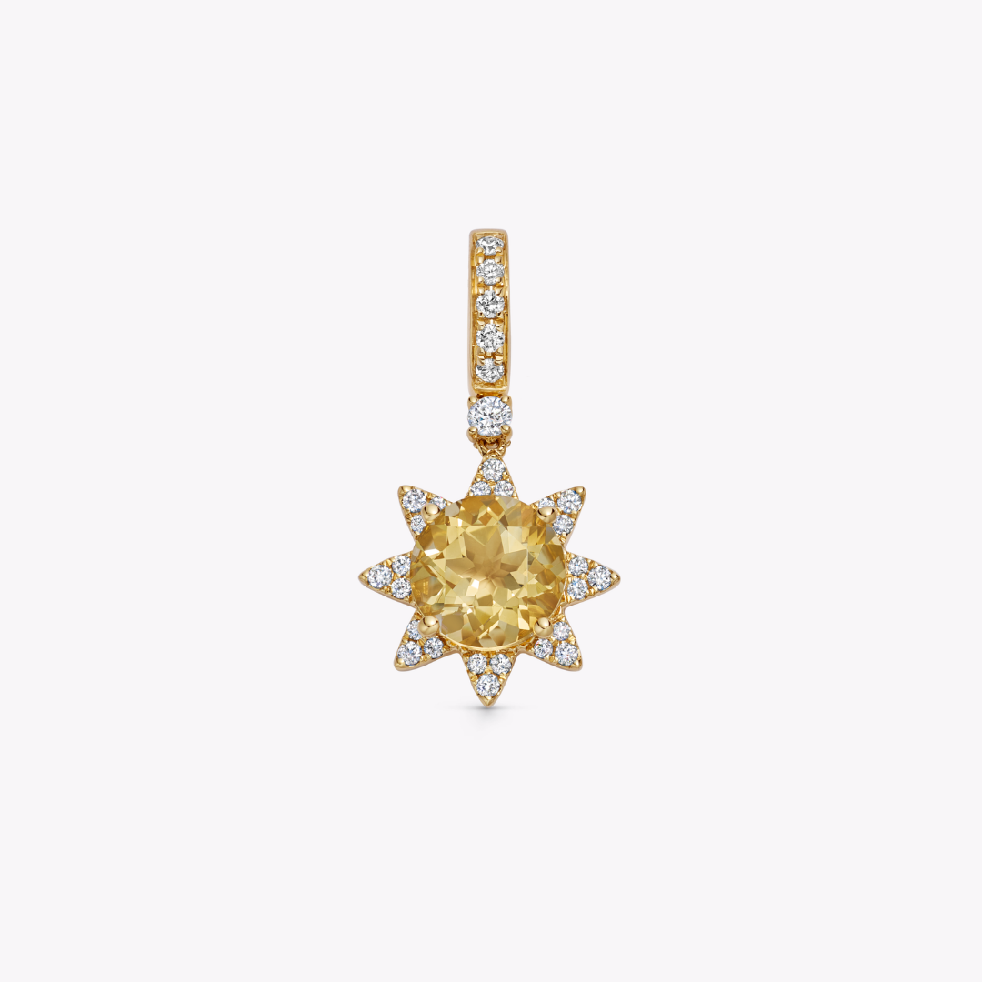 Detachable Citrine and Diamond Sunshine Pendant