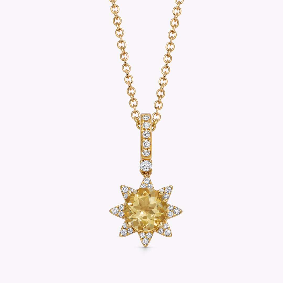 Detachable Citrine and Diamond Sunshine Pendant