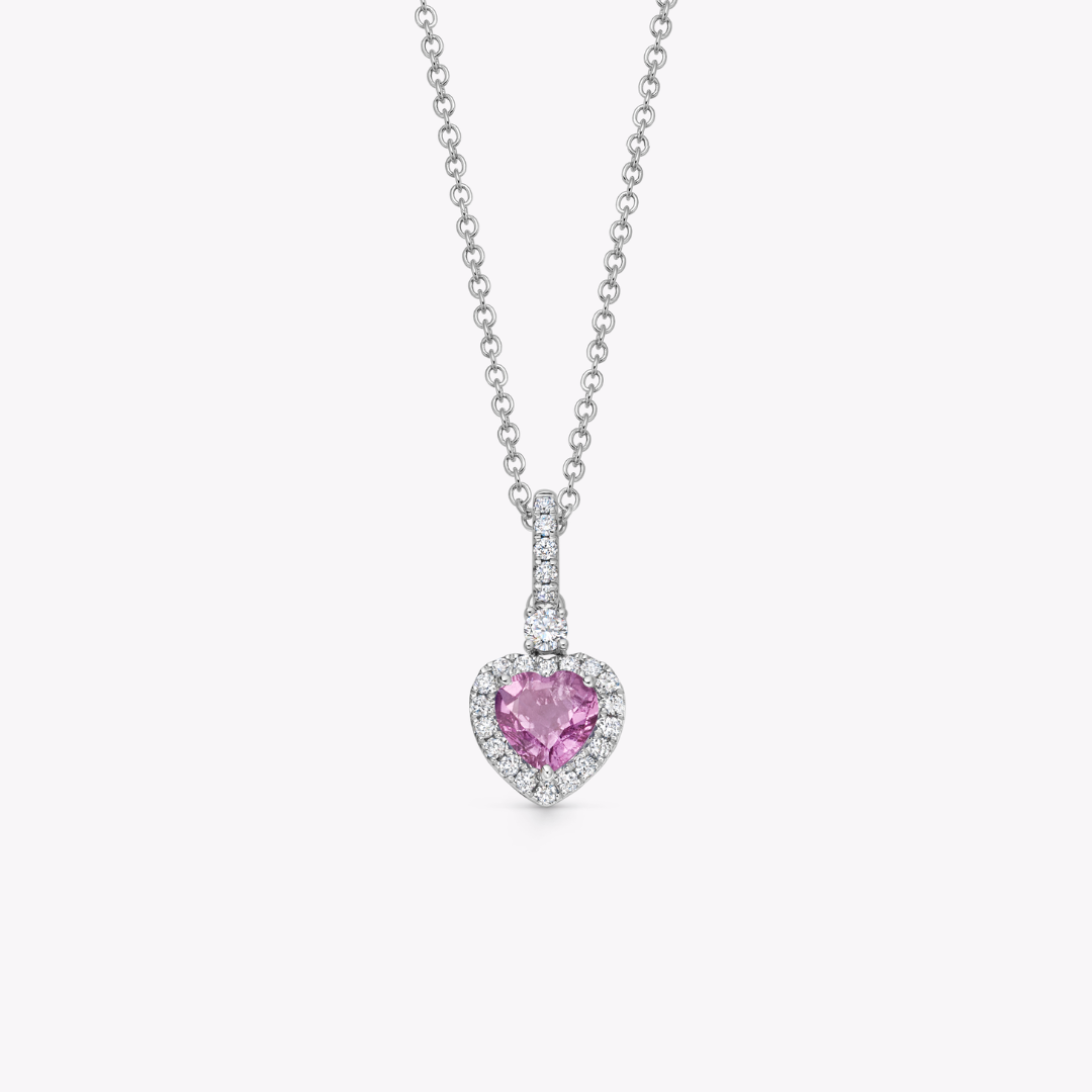 Special Editions Pink Sapphire and Diamond Heart Pendant