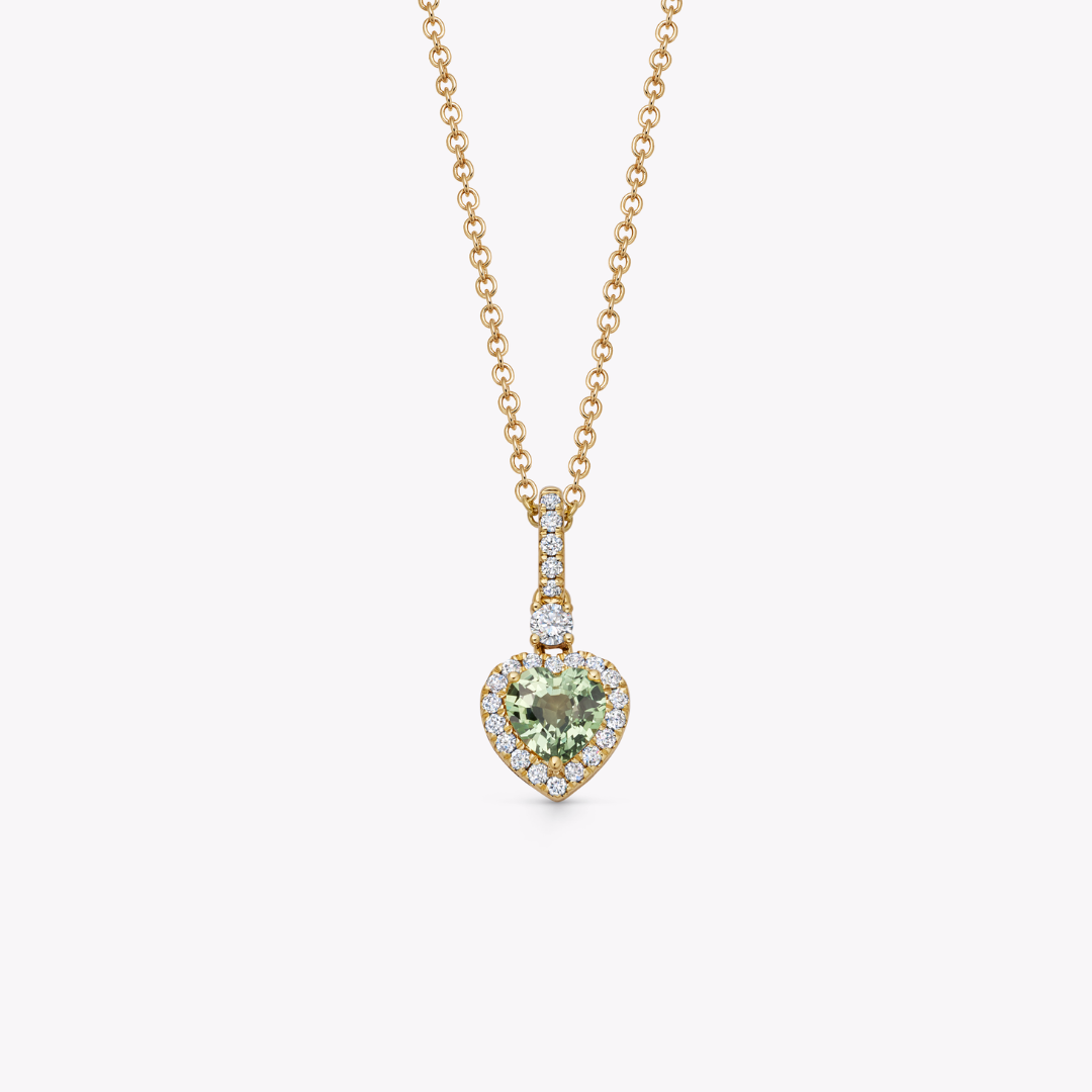 Special Editions Green Sapphire and Diamond Heart Pendant