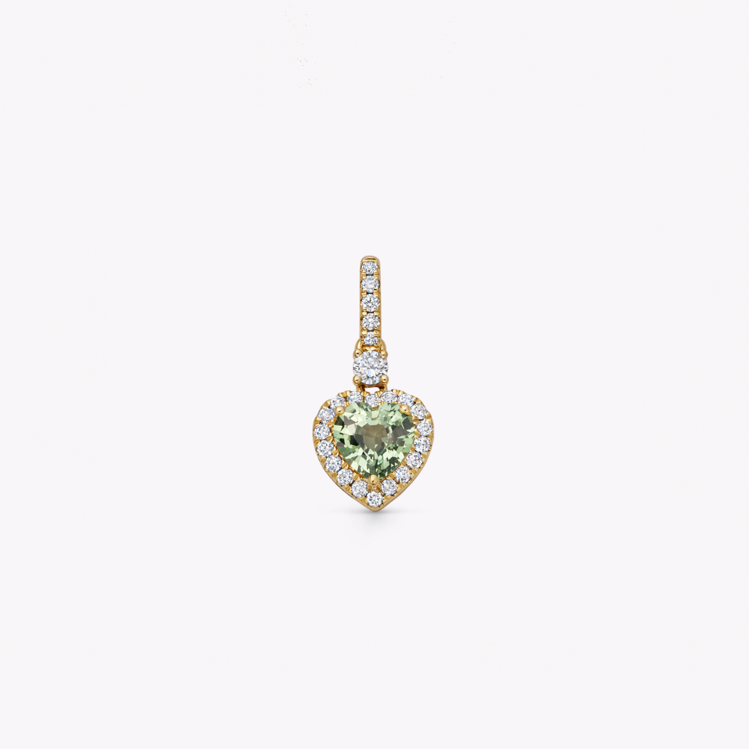 Special Editions Green Sapphire and Diamond Heart Pendant