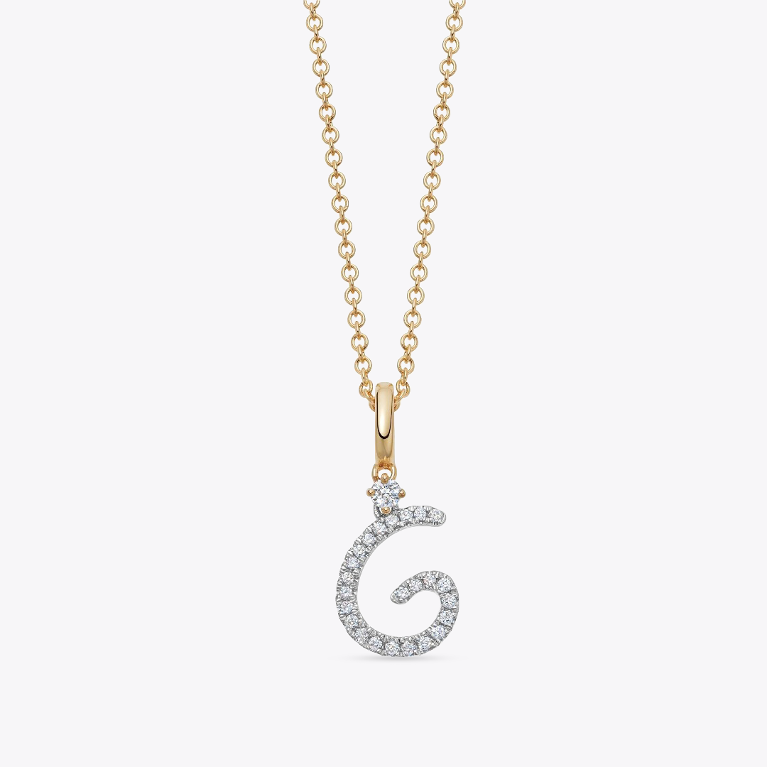Squiggles "G" Diamond Pendant Necklace