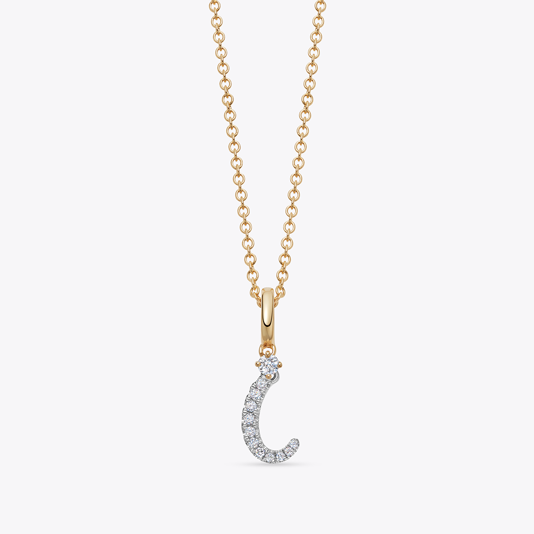 Squiggles "I" Diamond Pendant Necklace