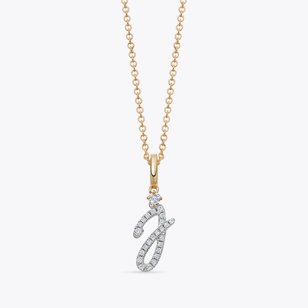 Squiggles "J" Diamond Pendant Necklace