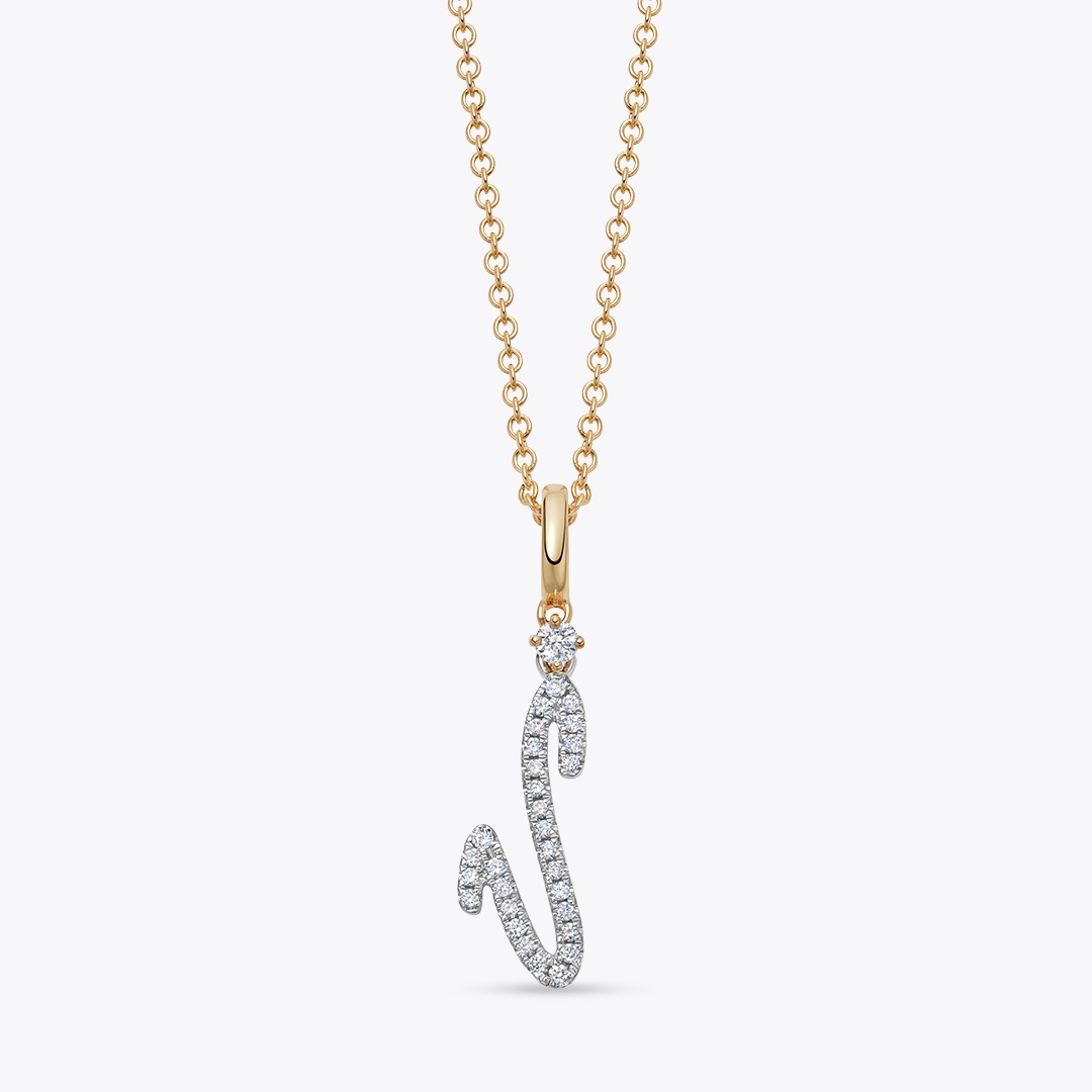 Squiggles "V" Diamond Pendant Necklace
