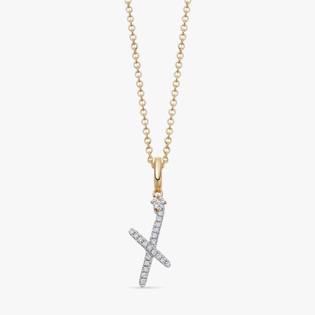 Squiggles "X" Diamond Pendant Necklace