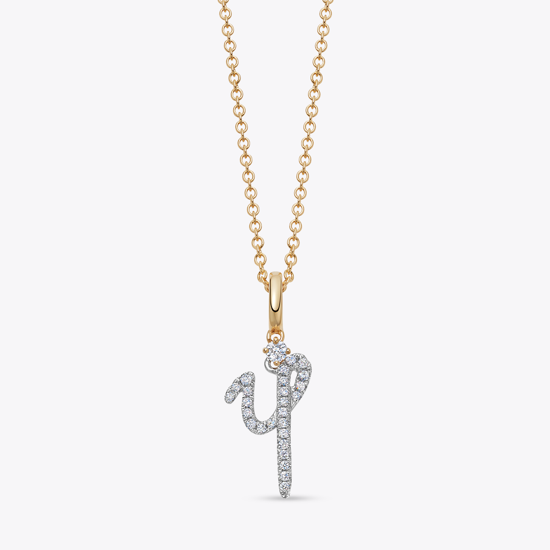 Squiggles "Y" Diamond Pendant Necklace