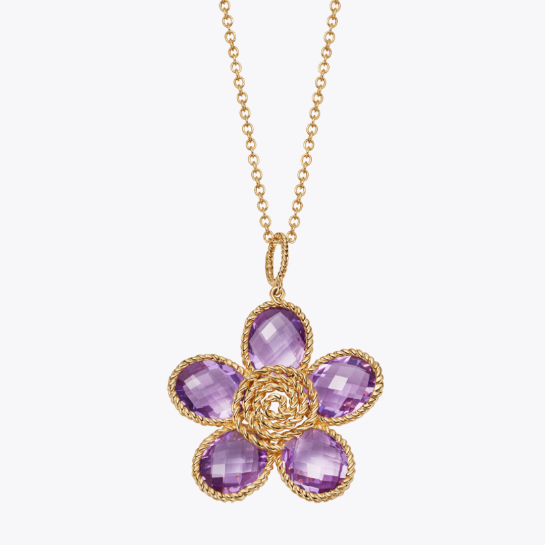 Florence Amethyst Flower Pendant Necklace