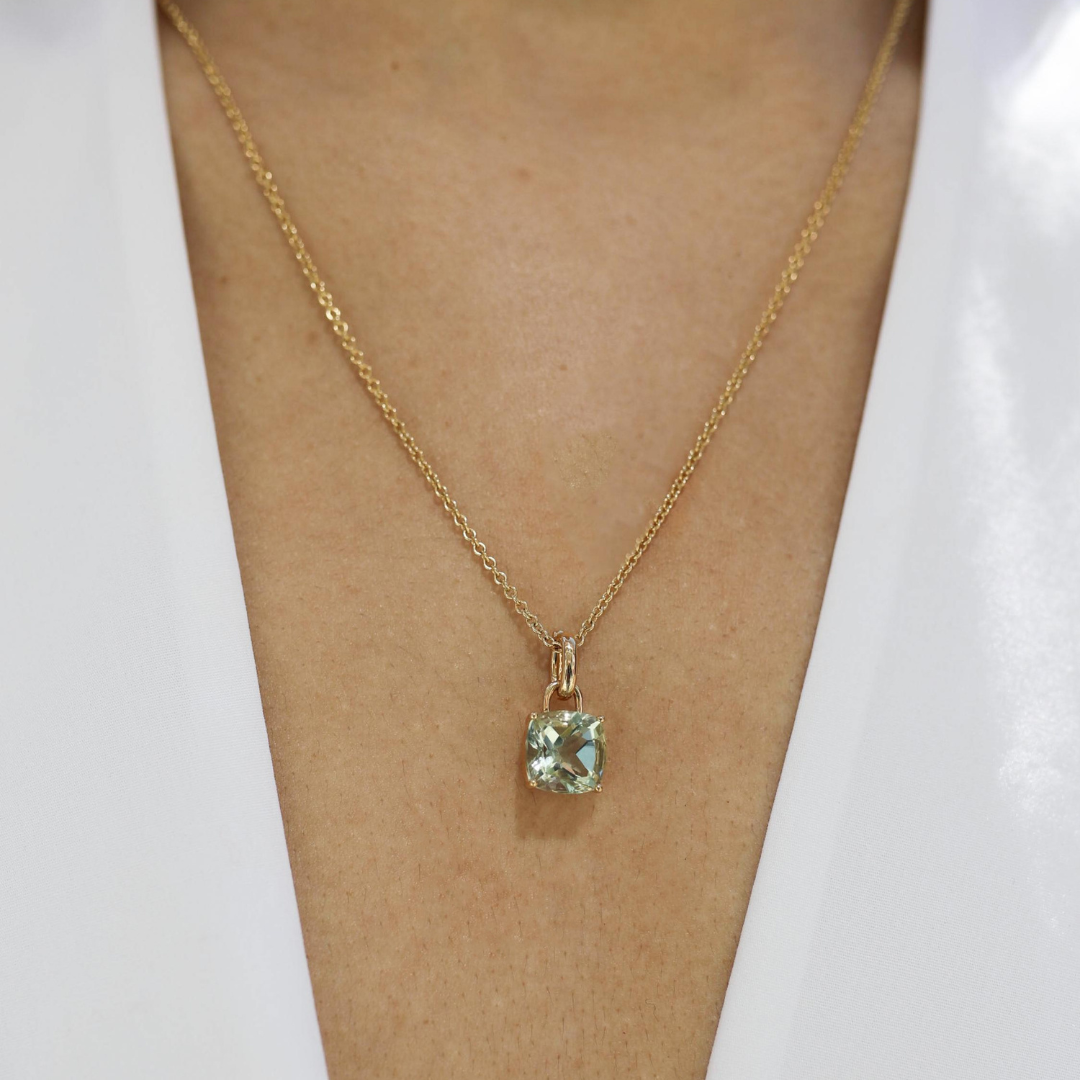 Kiki Cushion Green Amethyst Pendant