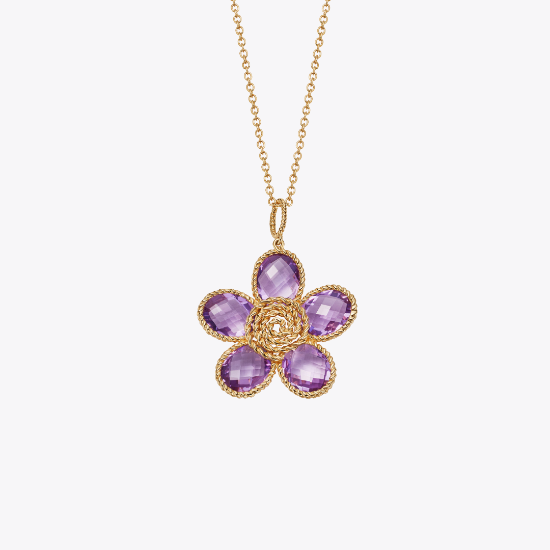 Florence Amethyst Small Flower Pendant Necklace