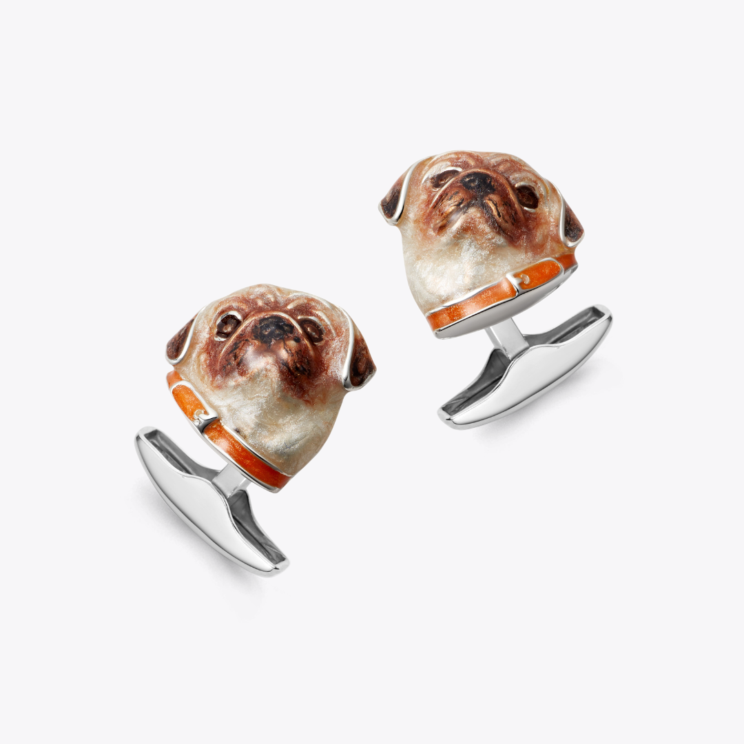 Pug Head Enamel Cufflinks