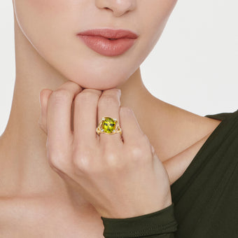Kiki Classics Peridot and Diamond Cocktail Ring