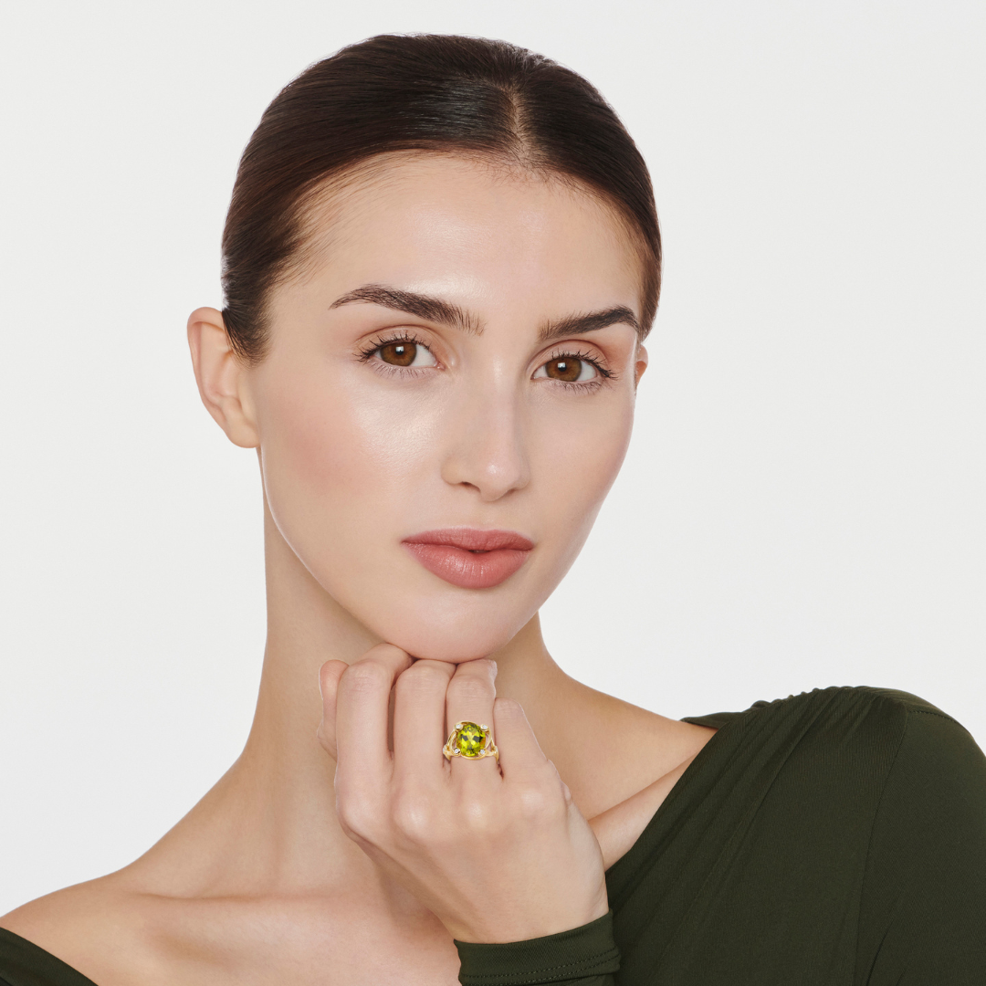 Kiki Classics Peridot and Diamond Cocktail Ring