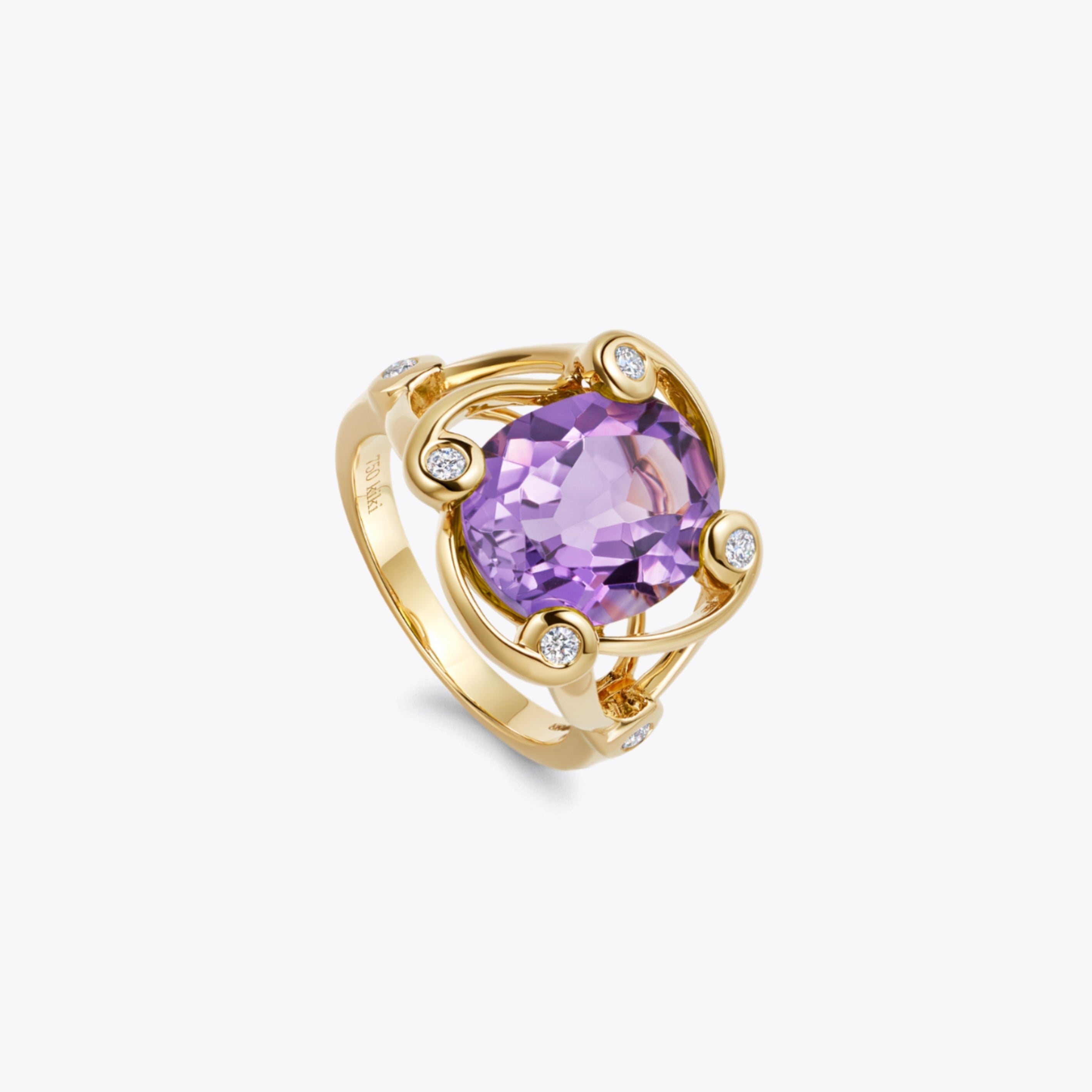 Kiki Classics Amethyst and Diamond Cocktail Ring
