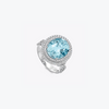 Special Editions Aquamarine and Double Diamond Halo Ring