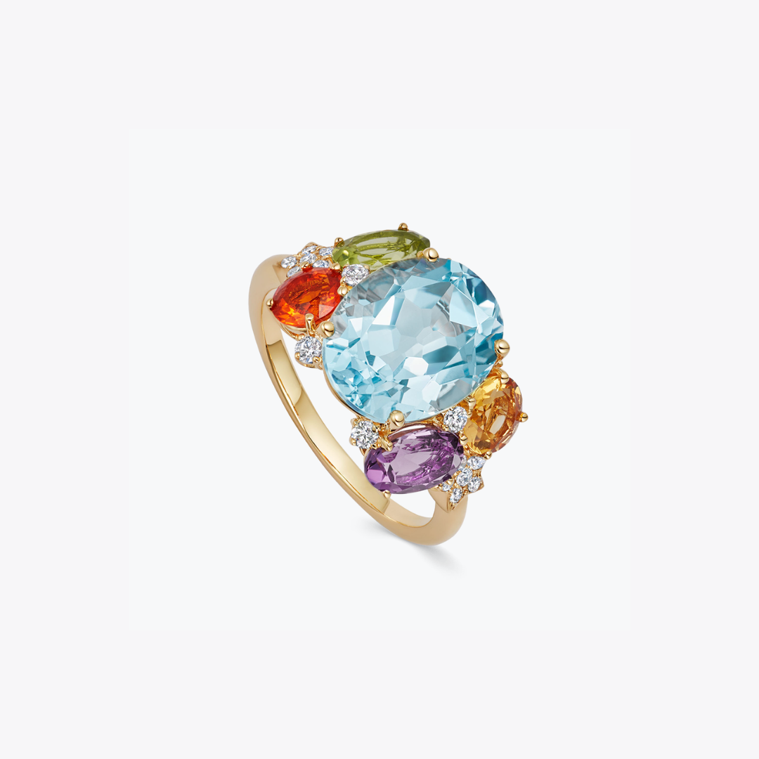Fireworks Multi Gemstone Cluster Ring