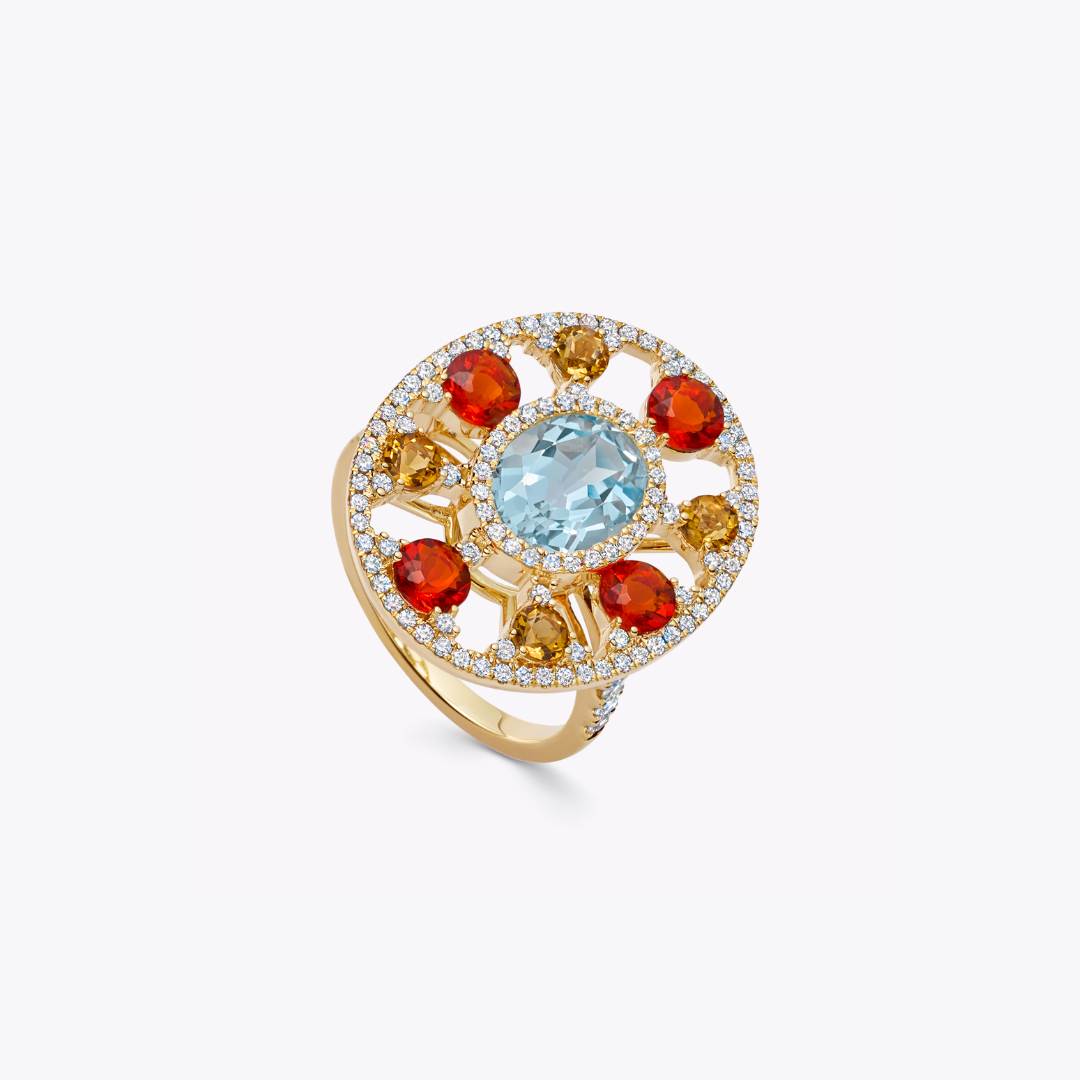 Fireworks Blue Topaz Oval Sparkler Ring