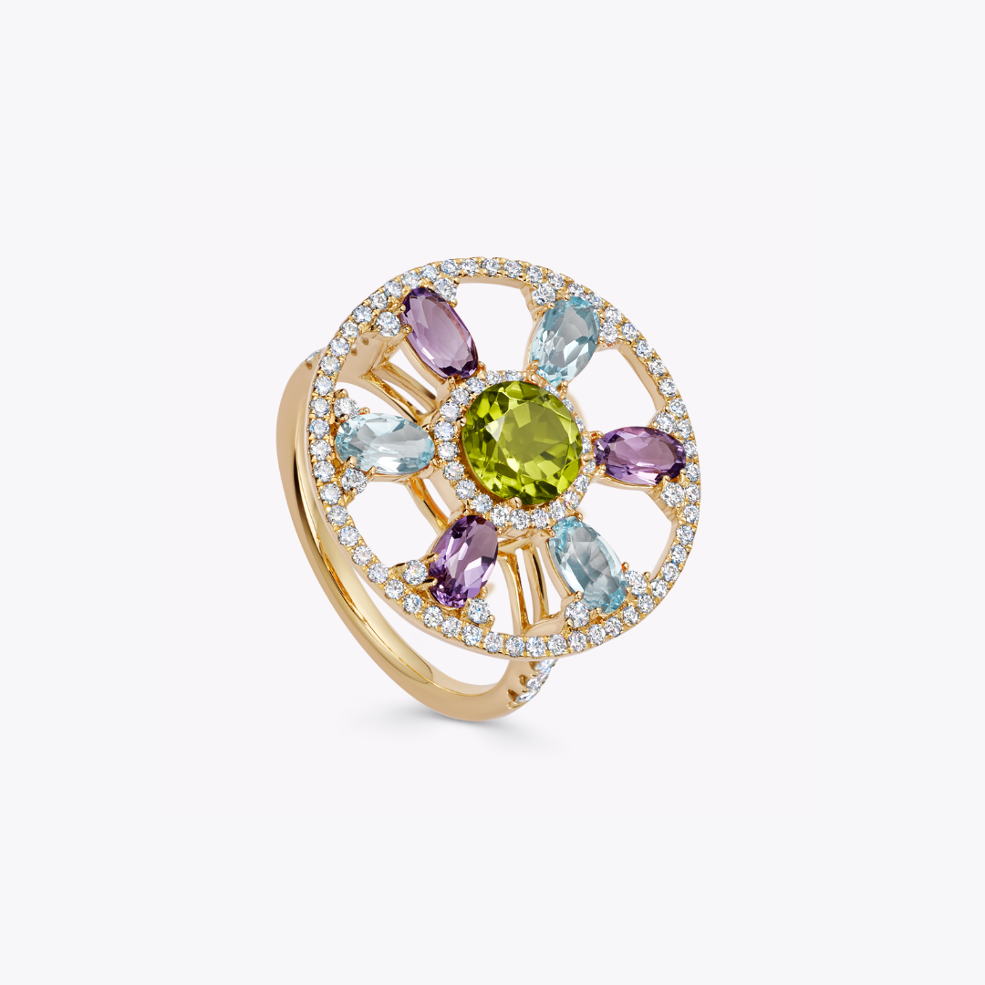 Fireworks Multi Gemstone Round Sparkler Ring