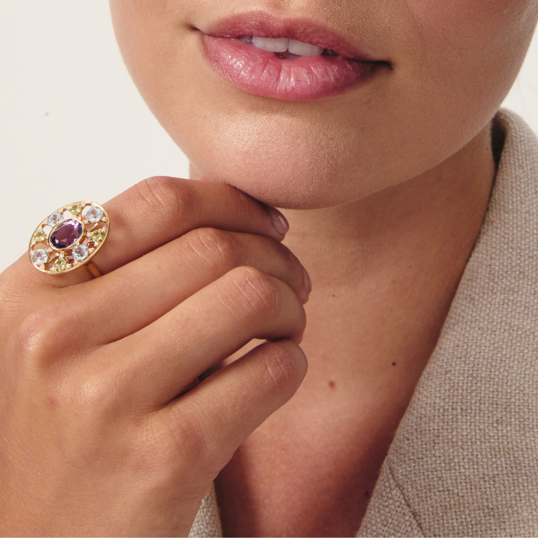 Fireworks Amethyst Oval Sparkler Ring