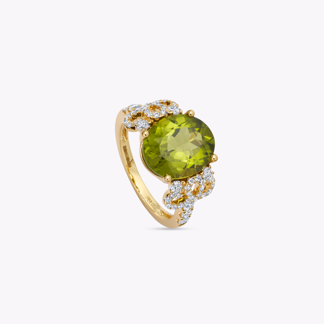Special Editions Peridot and Diamond Petal Ring