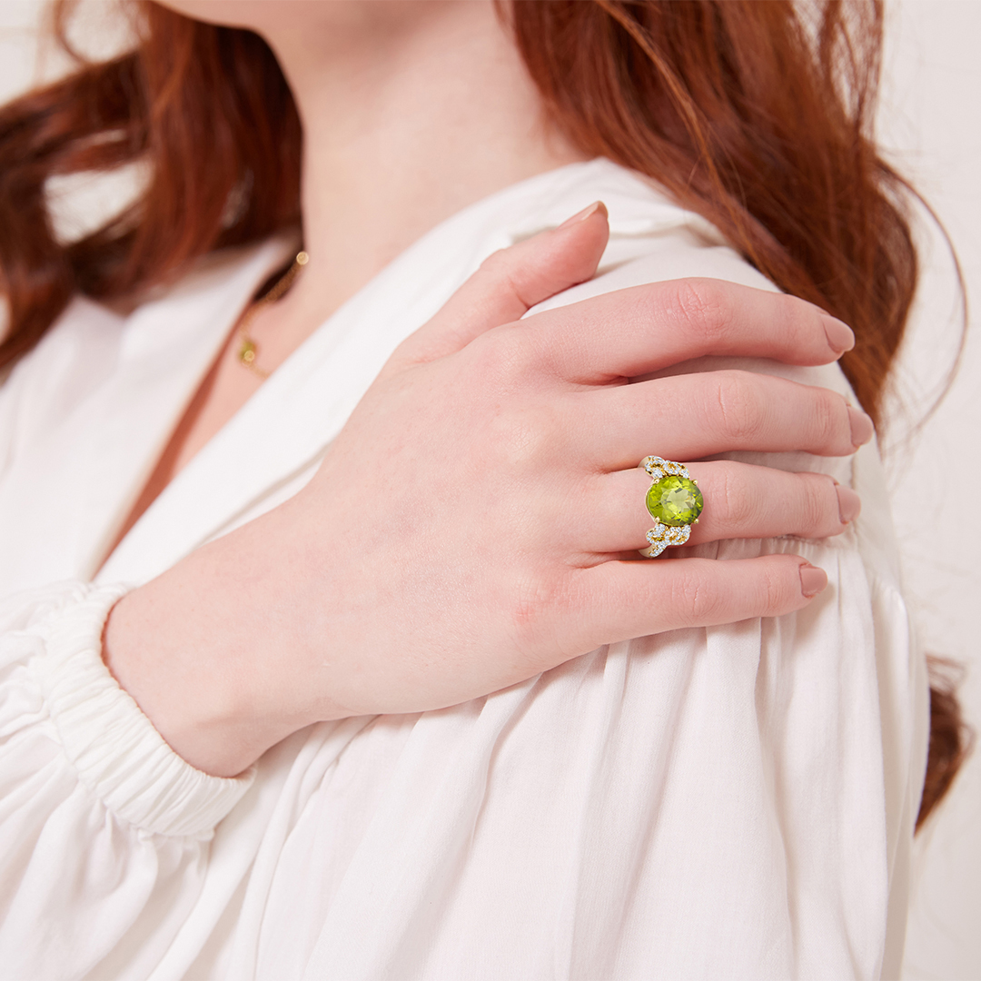 Special Editions Peridot and Diamond Petal Ring