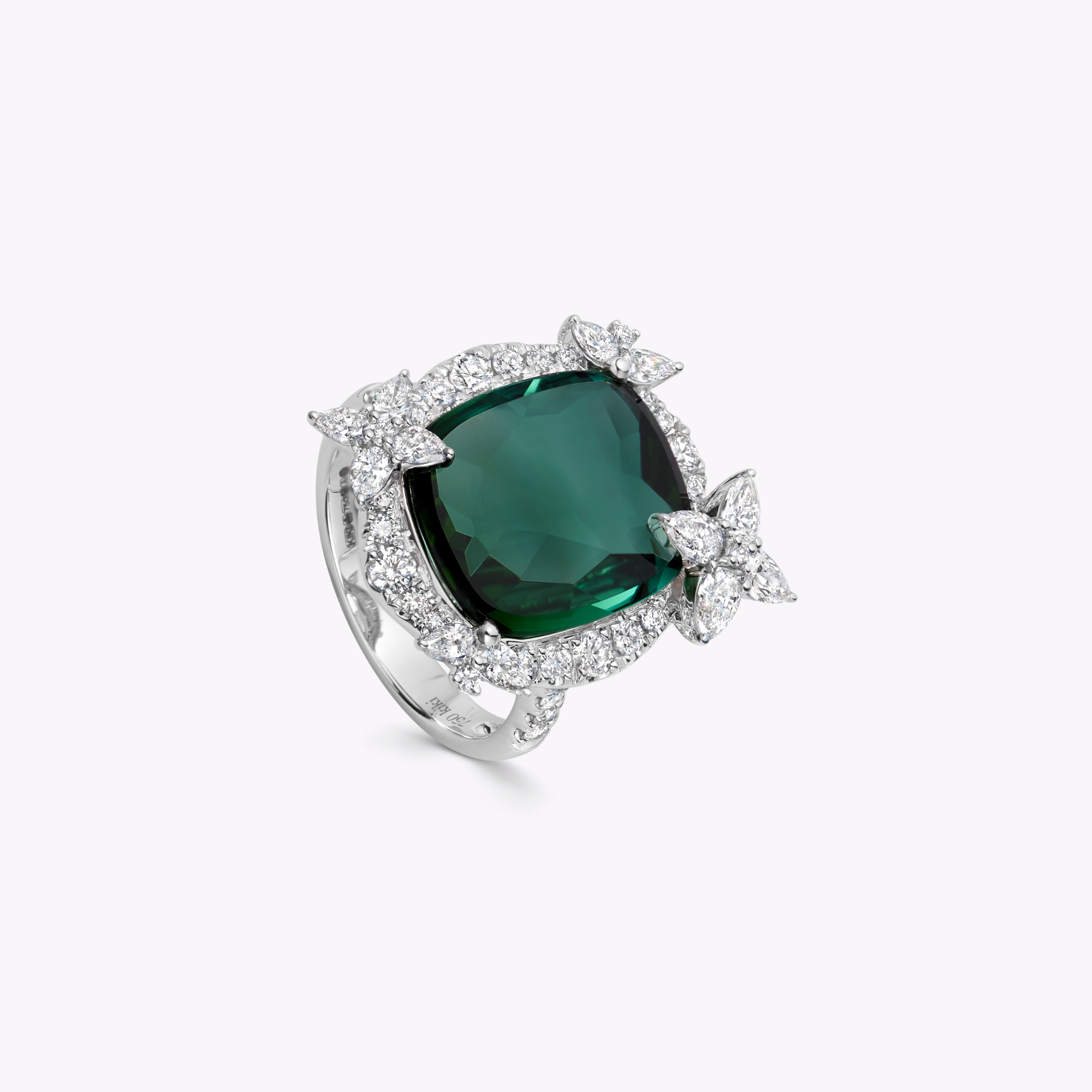 Thorns & Roses Dark Green Tourmaline and Diamond Ring