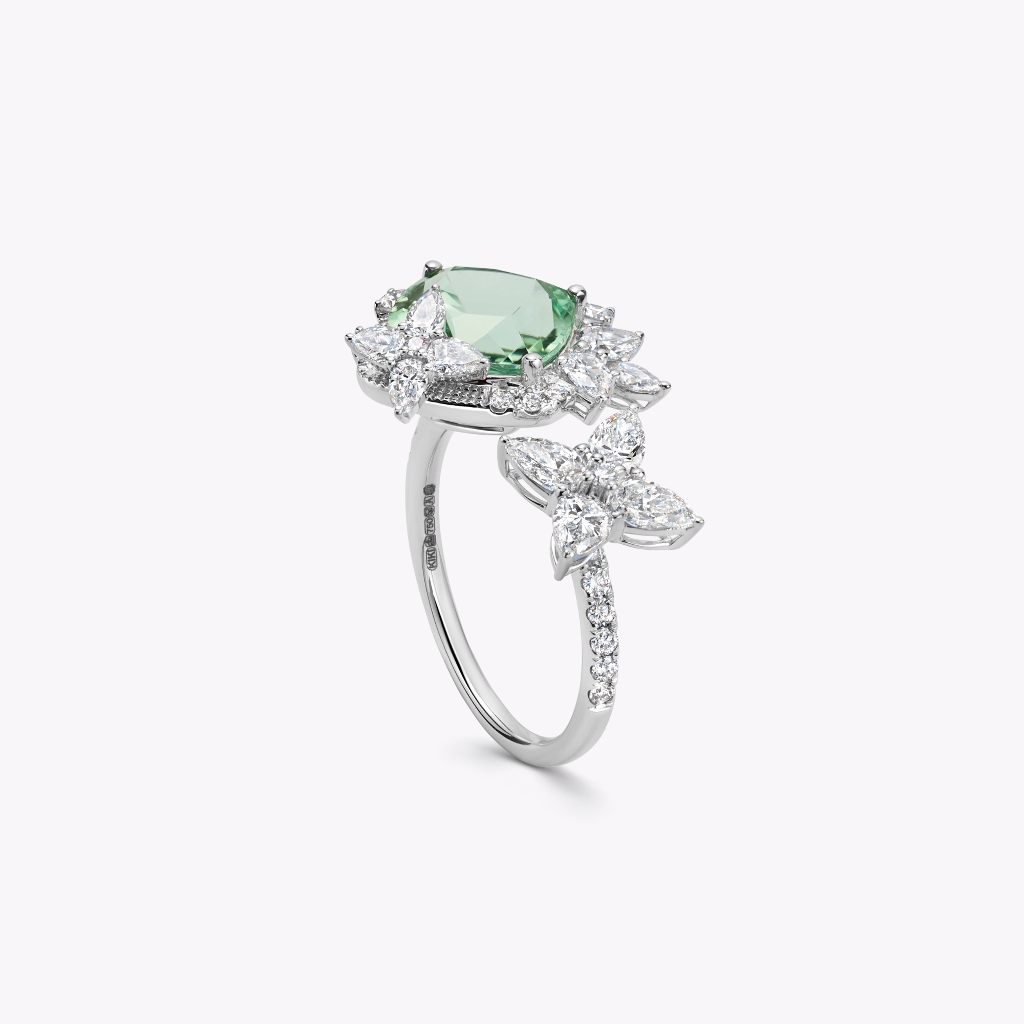 Thorns & Roses Green Tourmaline and Diamond Toi et Moi Ring
