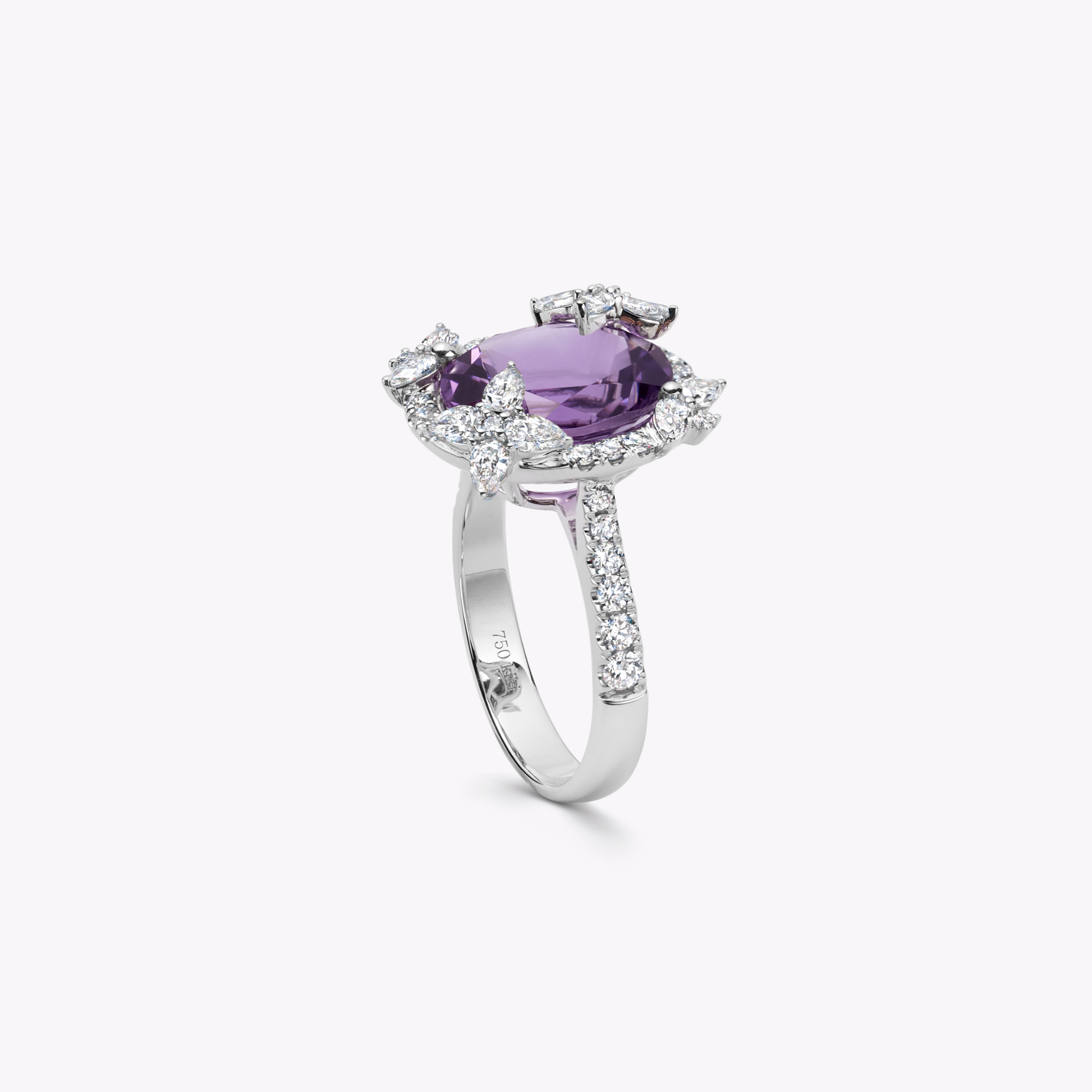 Thorns & Roses Oval Amethyst and Diamond Ring