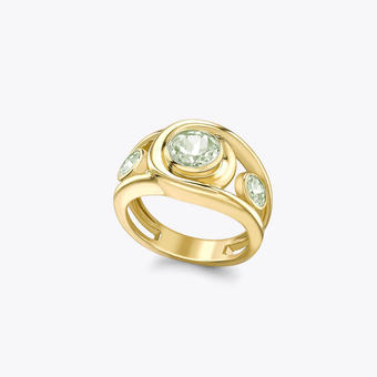 Special Editions Green Tourmaline and Diamond Cushion Ring